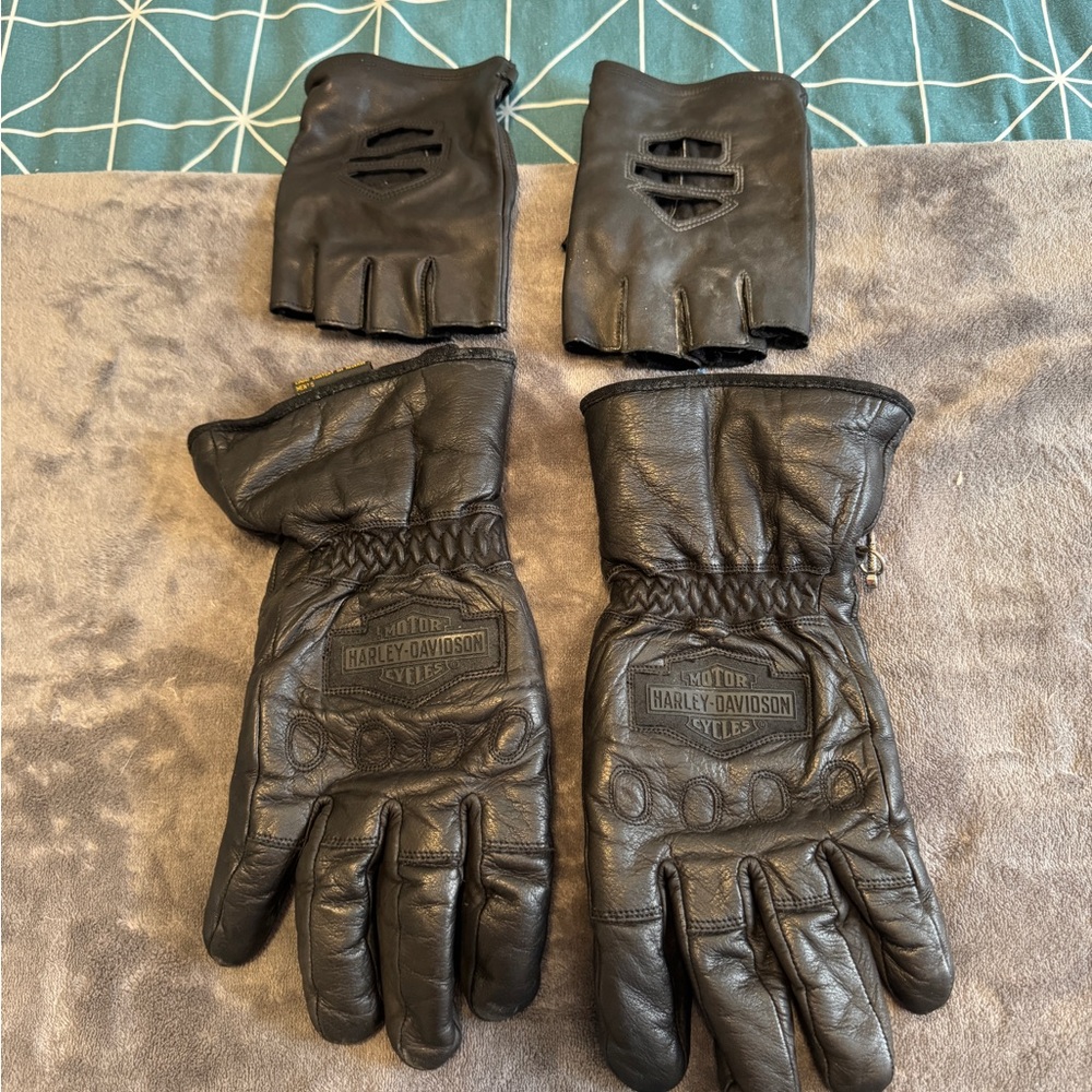 Harley-Davidson Black Leather Riding Gloves